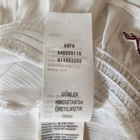 Hollister Womens |M| Ivory Peasant Prairie Ruffle Embroidered Blouse - Picture 8 of 9